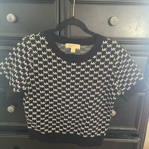 Michael Kors Black Logo Short Sleeve Sweater Medium
